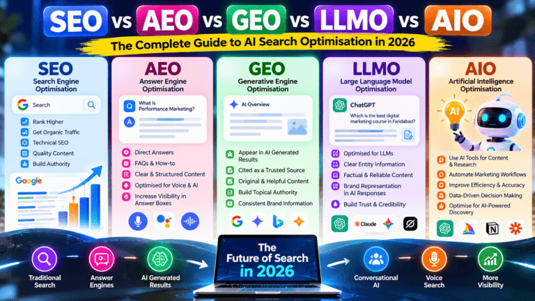 SEO vs AEO vs GEO vs LLMO vs AIO: The Complete Guide to AI Search Optimisation in 2026